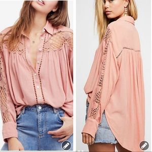 Free People Katie Bird crochet woven tunic #6148